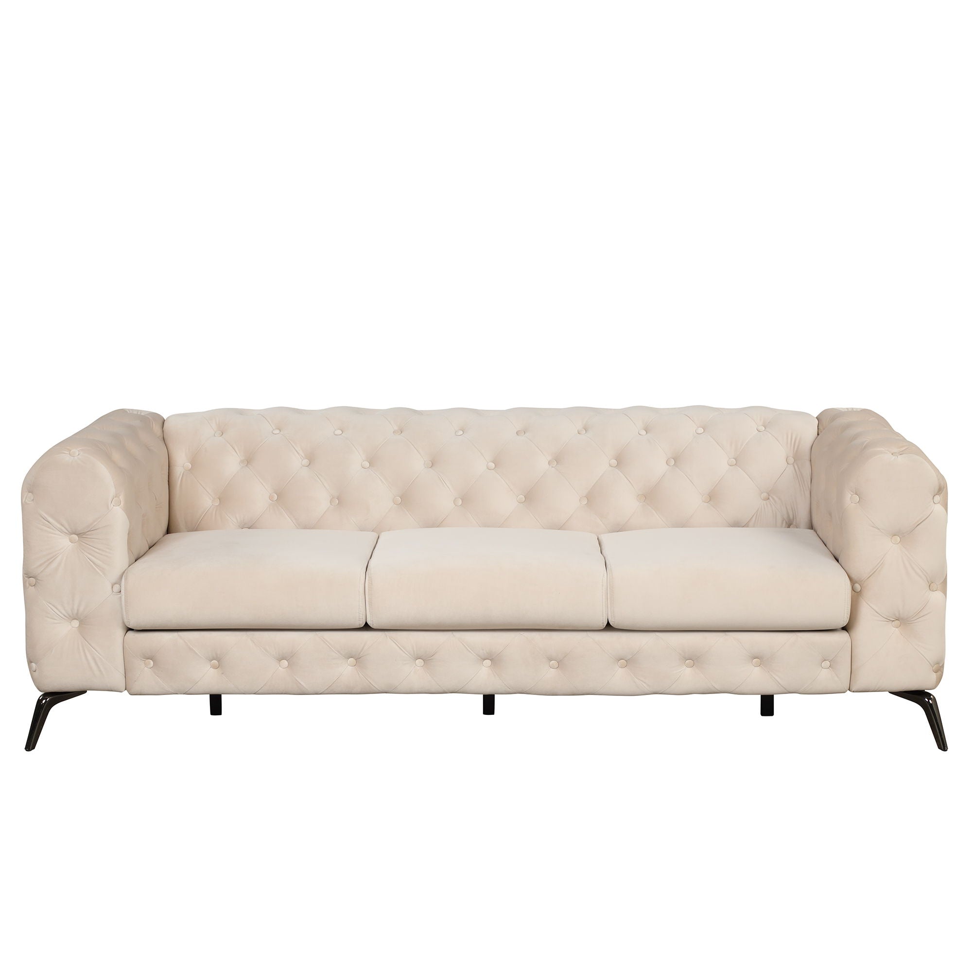 Velvet Upholstered Sofa With Sturdy Metal Legs, Modern Sofa Couch With Button Tufted Back, 3 Seater Sofa Couch For Living Room, Apartment, Home Office