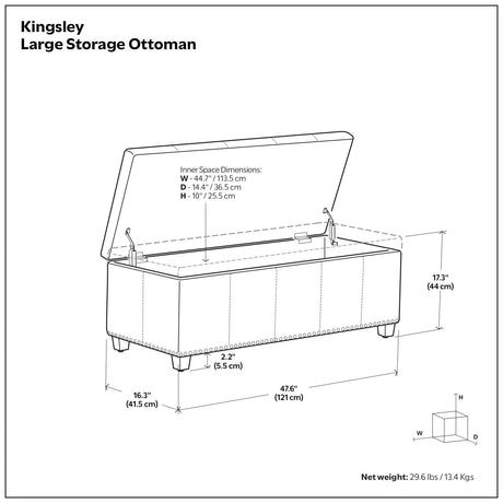 Kingsley - Upholstered Large Storage Ottoman - view 29