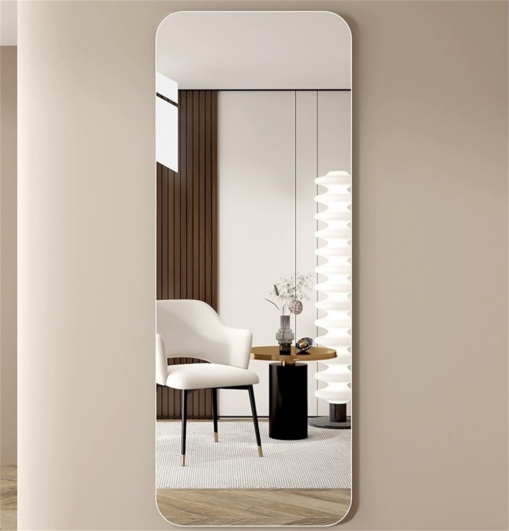 Full Body Round Corner Mirror For Living Room Bedroom Cloakroom Wall Hanging With Hanging Hole High Quality Mirror Explosion, Proof Glass - Clear