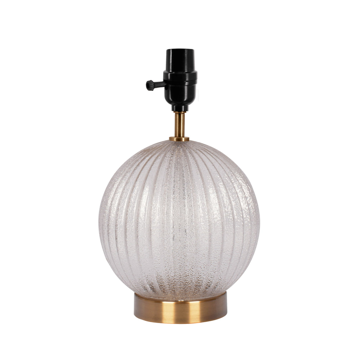 Serenity - Round Ribbed Lamp Base Clear Table Lamp Large Linen Shade - Clear / Gold / Natural by Ashcroft Furniture | Bel Furniture