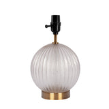 Serenity - Round Ribbed Lamp Base Clear Table Lamp Large Linen Shade - Clear / Gold / Natural by Ashcroft Furniture | Bel Furniture
