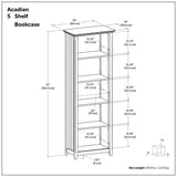 Acadian - 5 Shelf Bookcase, Handcrafted
