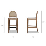 Panama - Curved Back Cane Bar Stool (Set of 2) by Jennifer Taylor Home | Bel Furniture
