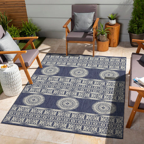 Sunshine - 5'3" X 7'3" Indoor, Outdoor Area Polypropylene Rug - Blue - view 4