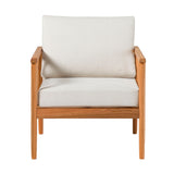 Contemporary Cushioned Eucalyptus Wood Patio Accent Chair by Walker Edison | Bel Furniture