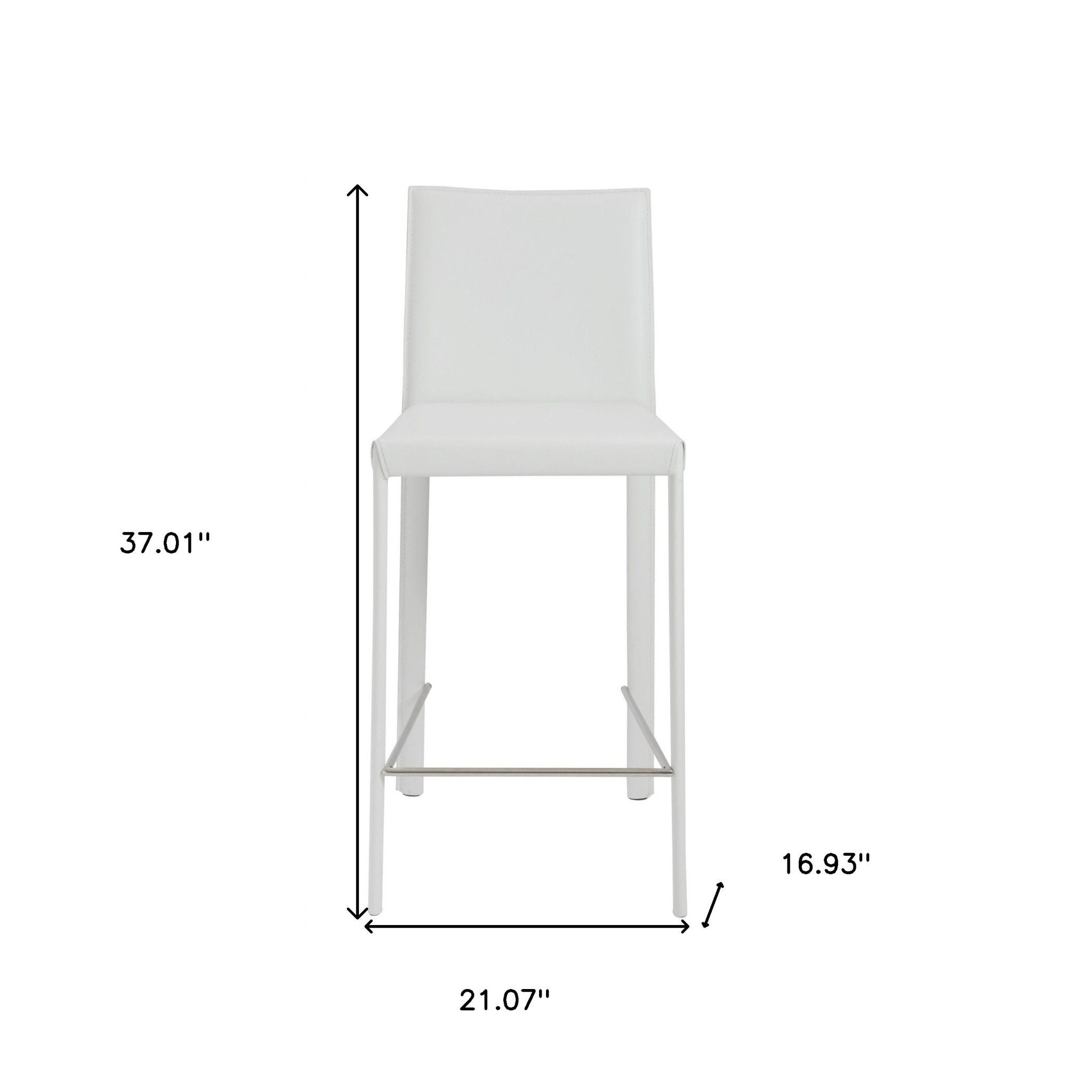 Steel Low Back Counter Height Bar Chairs (Set of 2) - White