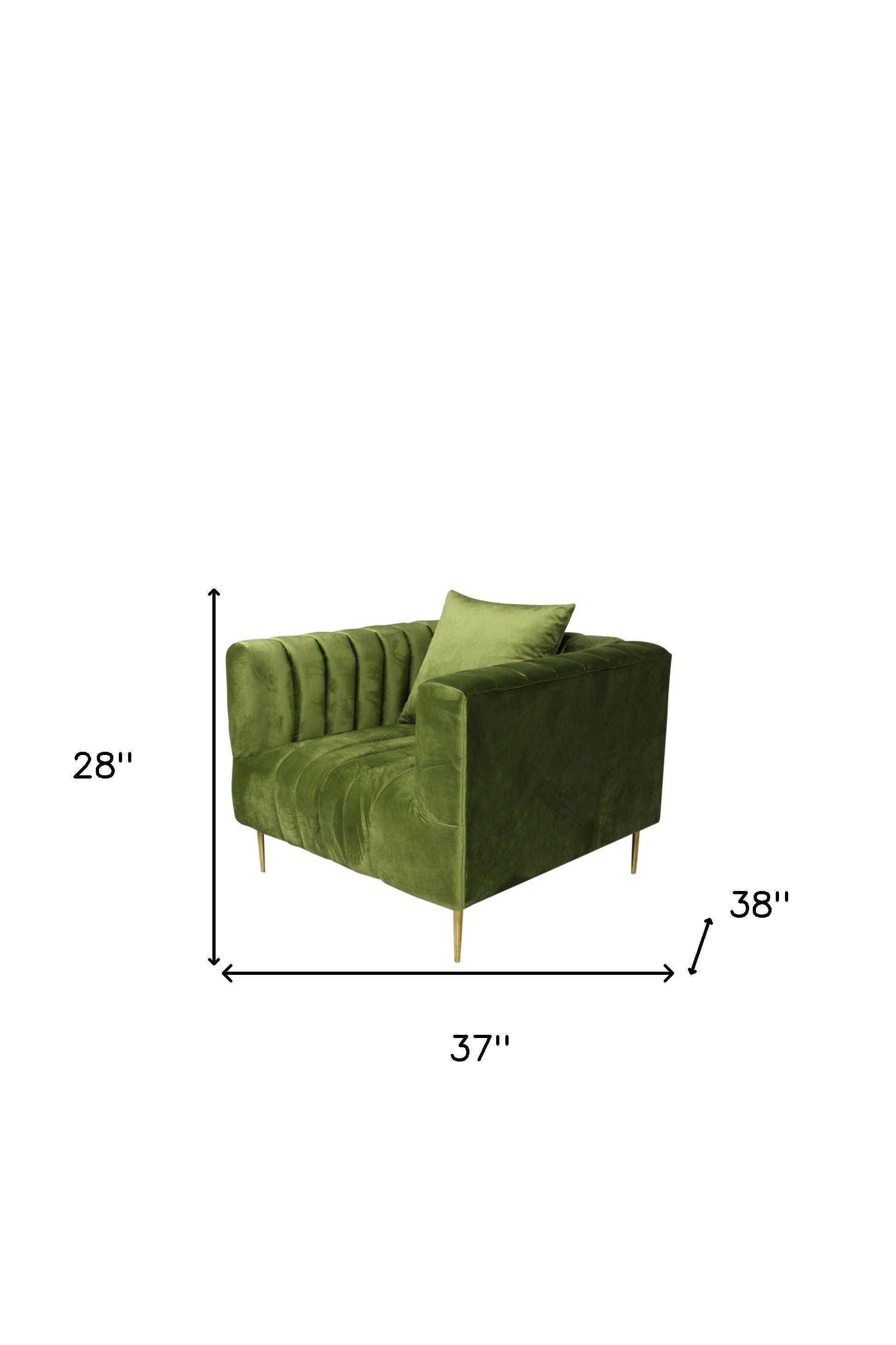 Velvet And Gold Solid Color Lounge Chair - Olive