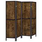 Deepika - 4-Panel Room Divider Folding Screen - Rustic Nutmeg