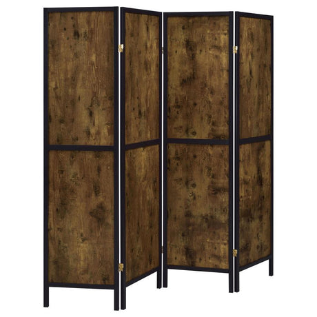 Deepika - 4-Panel Room Divider Folding Screen - Rustic Nutmeg by CoasterEveryday | Bel Furniture