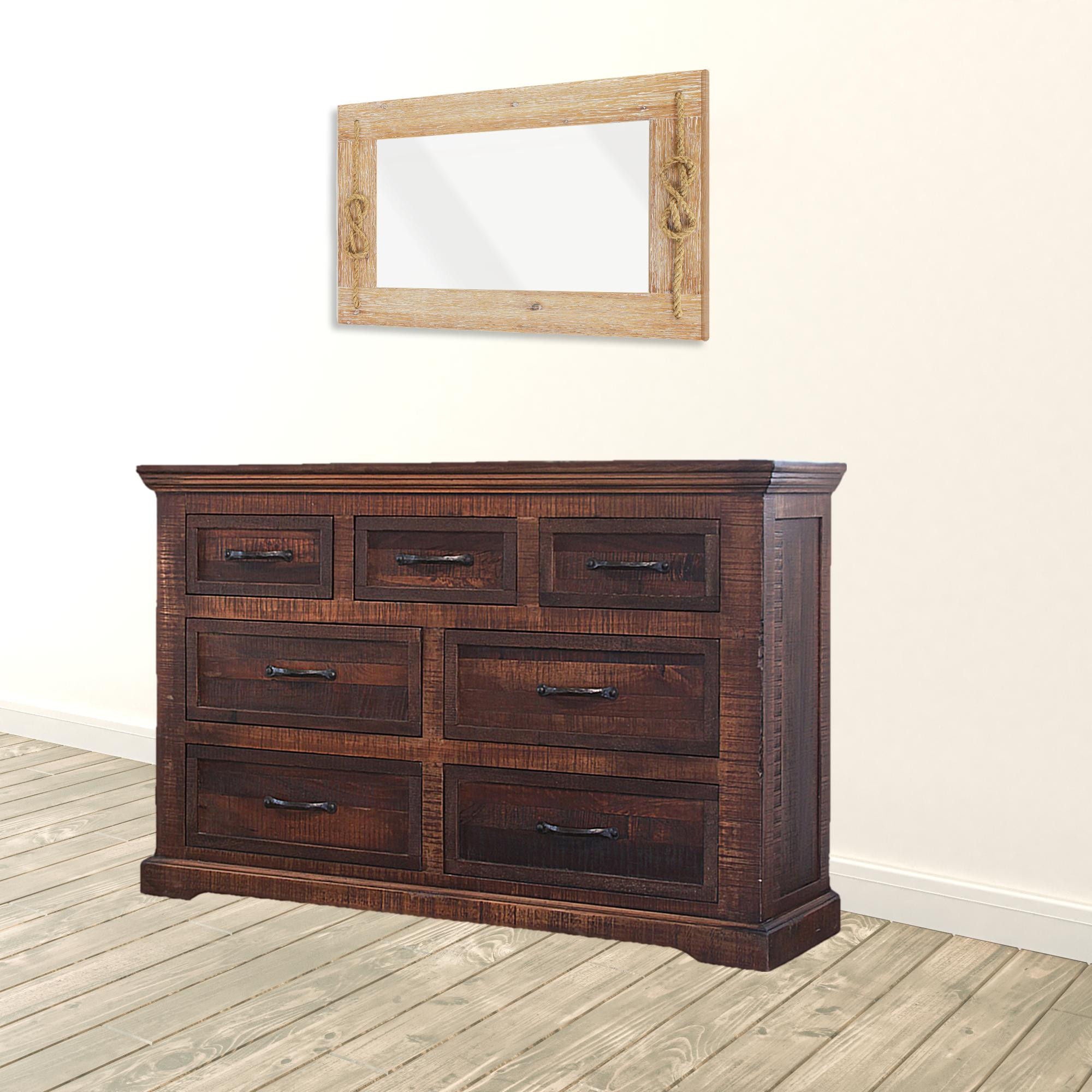 Solid Seven Drawer Double Dresser - Brown