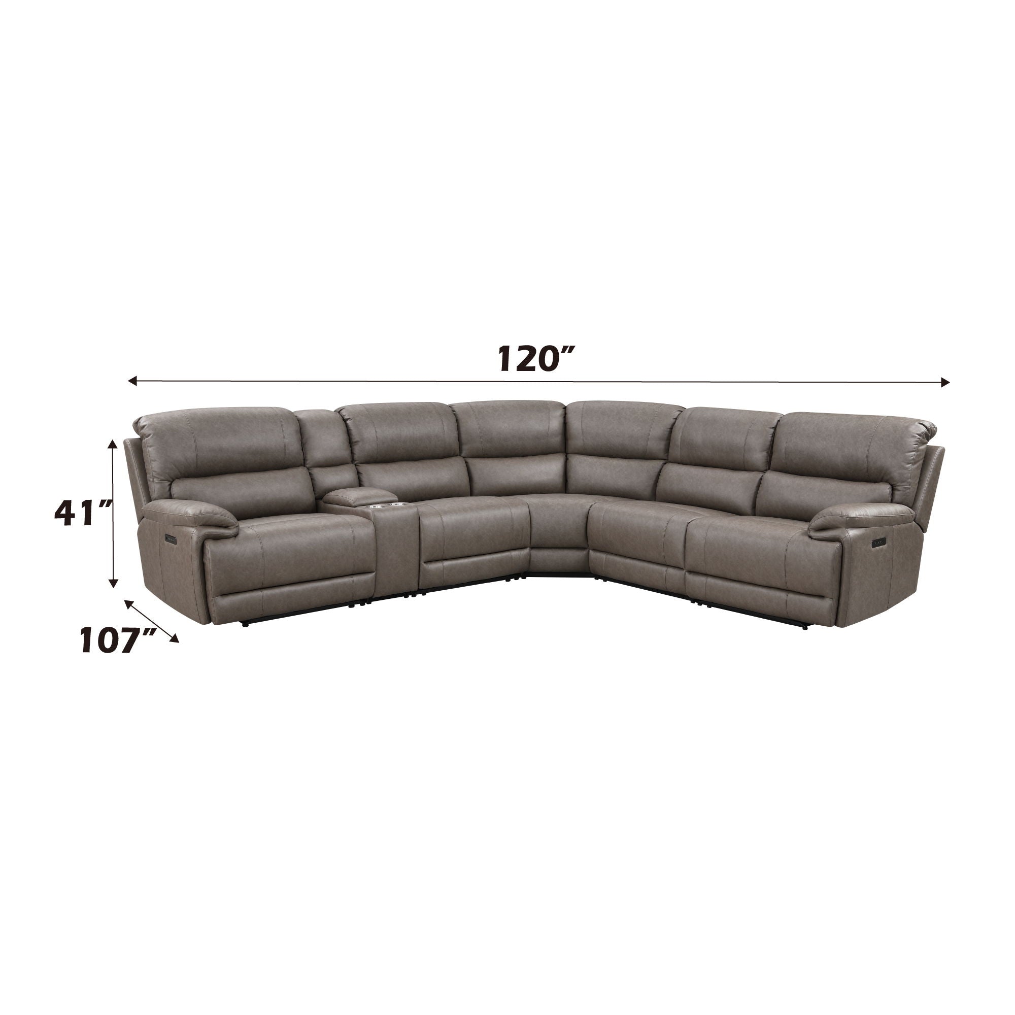 Kantu - Synthetic Leather Motion Sectional Sofa - Brown