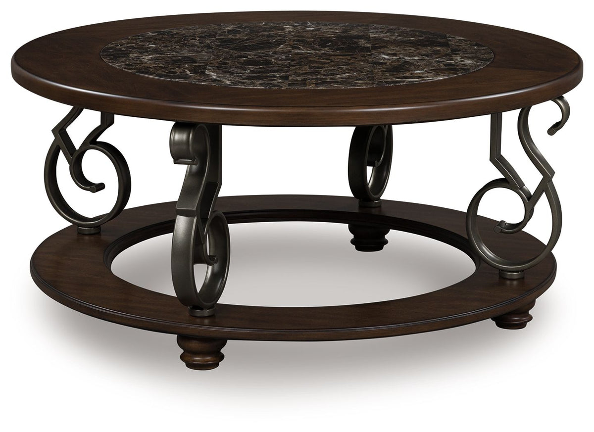 Frallyn - Dark Brown - Round Cocktail Table by Signature Design by Ashley® | Bel Furniture