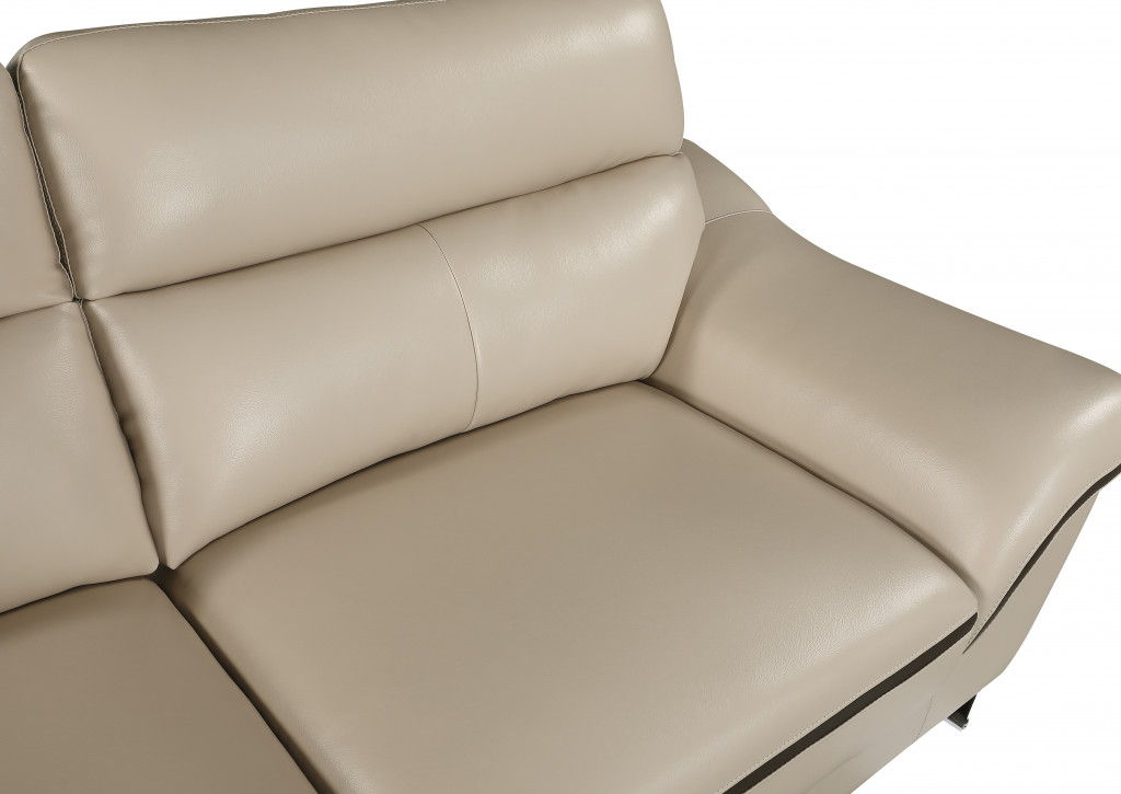 Love Seat Faux Leather - Beige / Silver