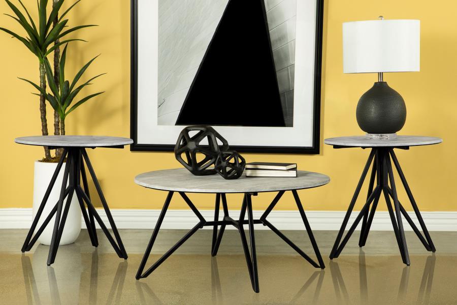 Hadi - Round Smarttop Coffee Table Set Gray 3 Pc. Coffee Table, 2 End Tables by Coaster Fine Furniture | Bel Furniture