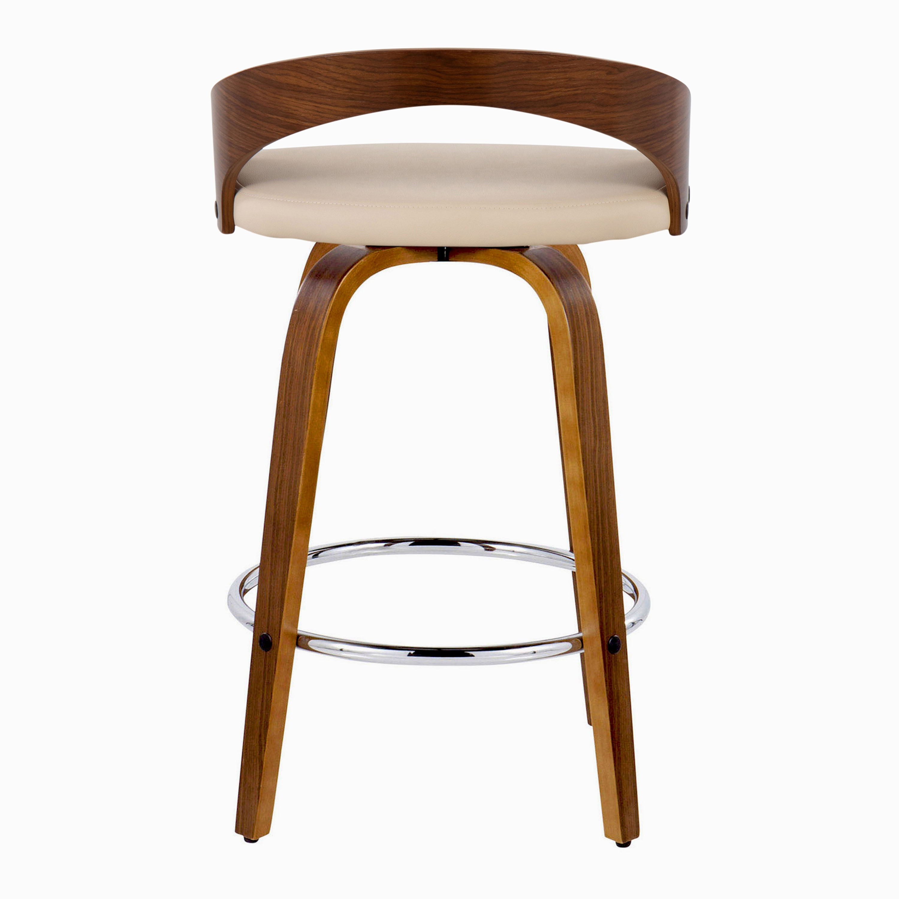 Grotto - Mid Century Modern Elegant Fixed Height Counter Stool With Swivel With Round Footrest (Set of 2)