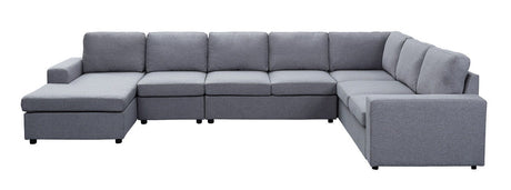 Tifton - Linen 7 Seat Reversible Modular Sectional Sofa Chaise by Lilola Home | Bel Furniture