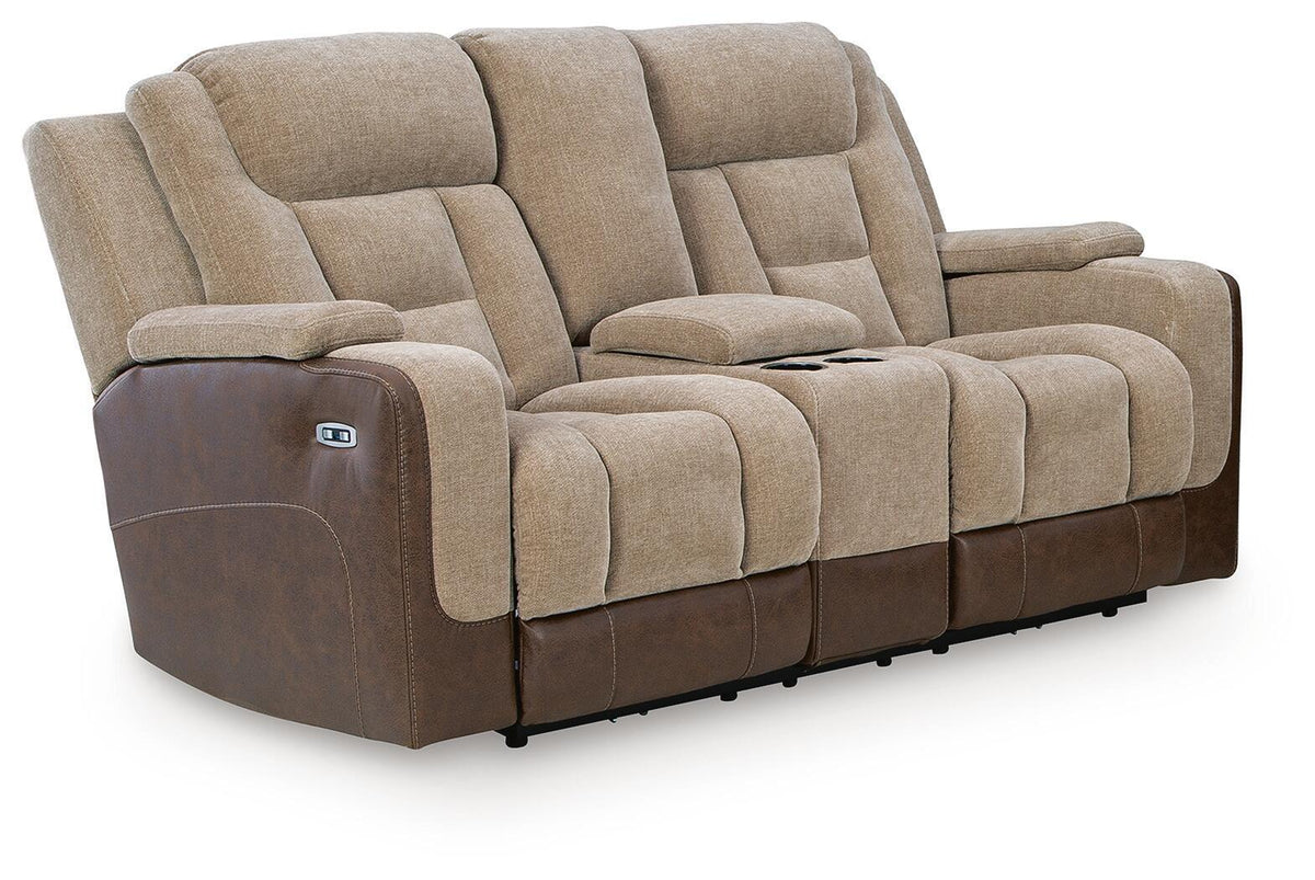 Mixed Motion Power Reclining Loveseat With Console and Adjustable Headrest