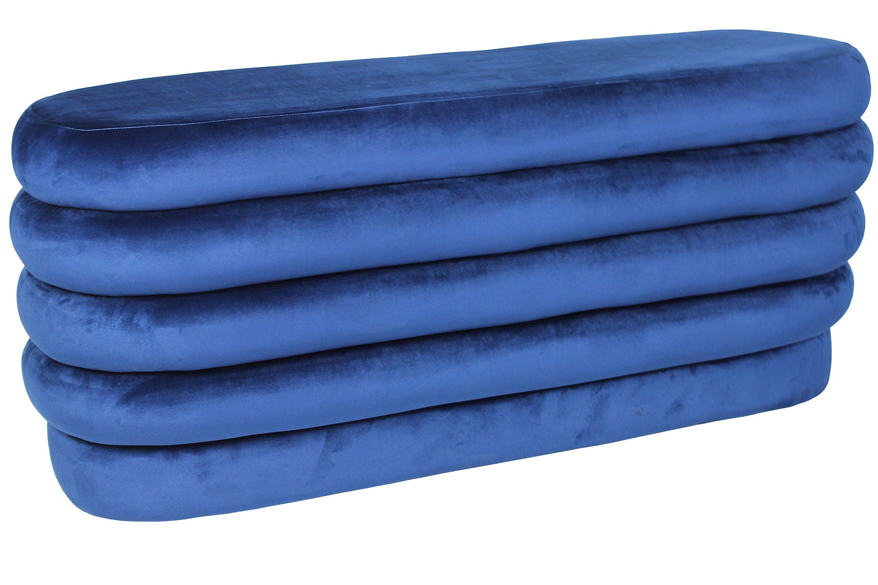 Velvet Tufted Oval Ottoman - Blue