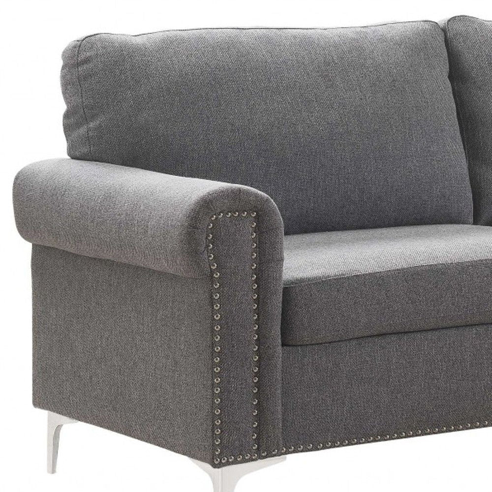 Polyester L Shaped Two Piece Sofa And Chaise Sectional - Gray