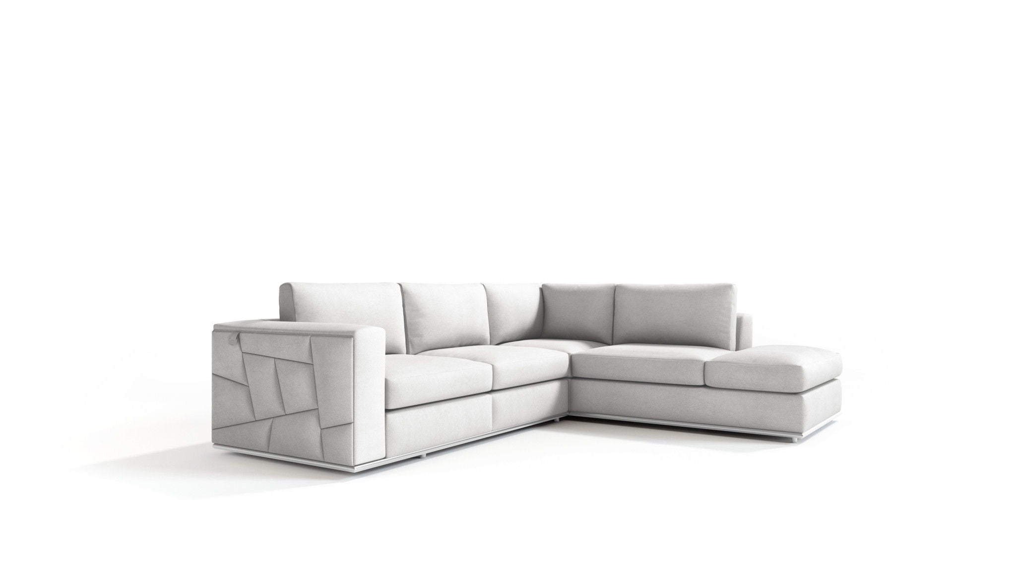 Italian Leather Reclining L Shaped Two Piece Corner Sectional - White