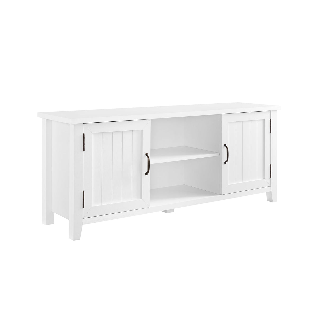 Classic Grooved Door TV Stand For Tvs Up To 65" White by Walker Edison | Bel Furniture