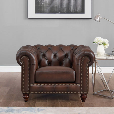 Alton Bay-Top Grain Leather Chair - Brown by Hydeline Furniture | Bel Furniture