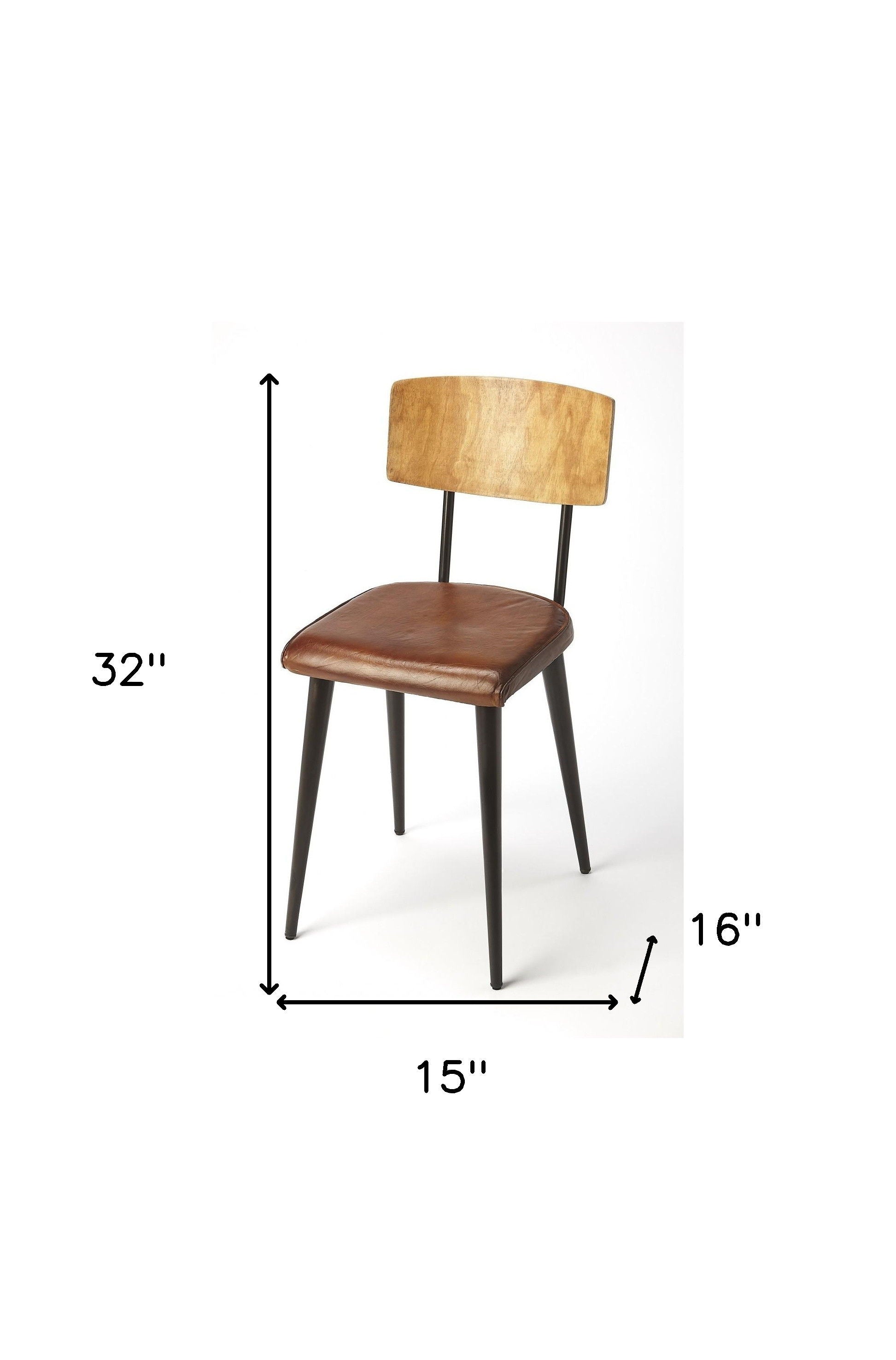 PU Leather Side Chair - Brown