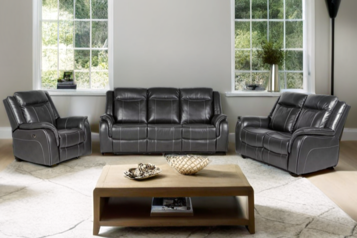 3 Piece Living Room Set: Power Reclining Sofa, Power Reclining Chair, Stationary Loveseat