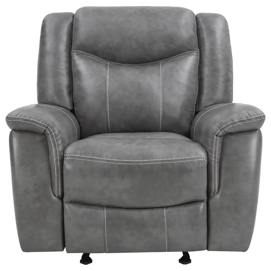 Conrad - Upholstered Padded Arm Glider Recliner - Gray