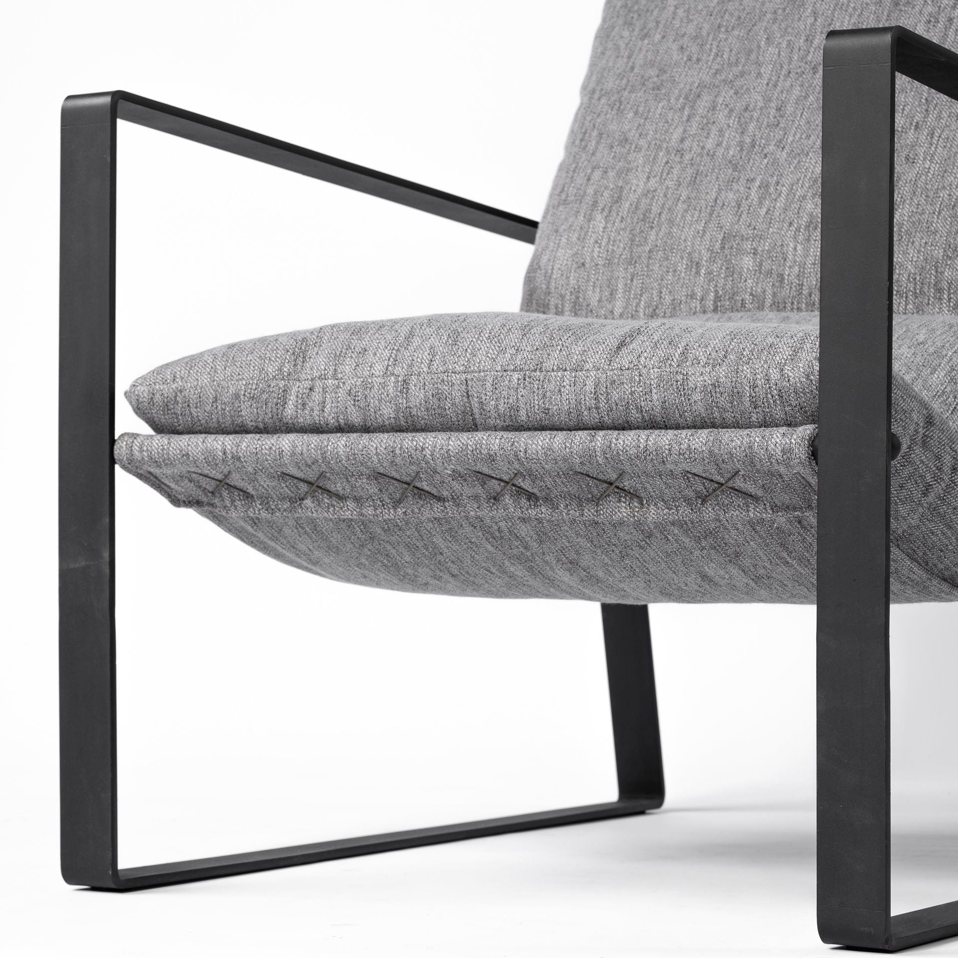 And Black Metal Sling Chair - Stone Gray