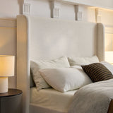 Carmen - Full Size Upholstered Wingback Bed - Ivory