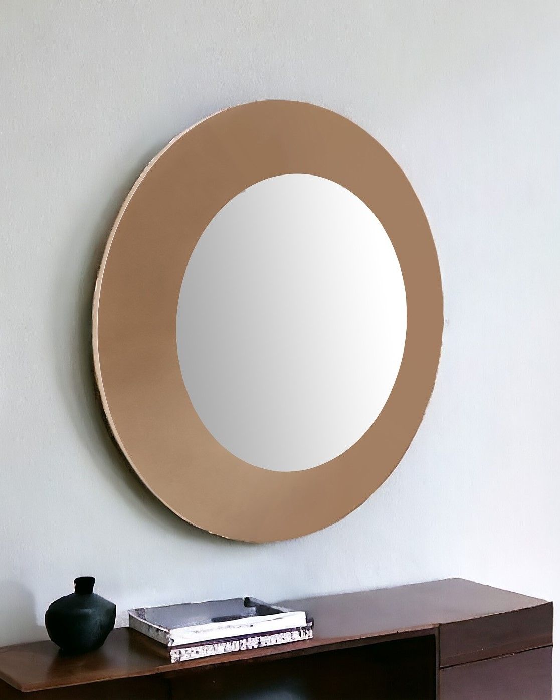 47" Round Framed Accent Mirror - Gold