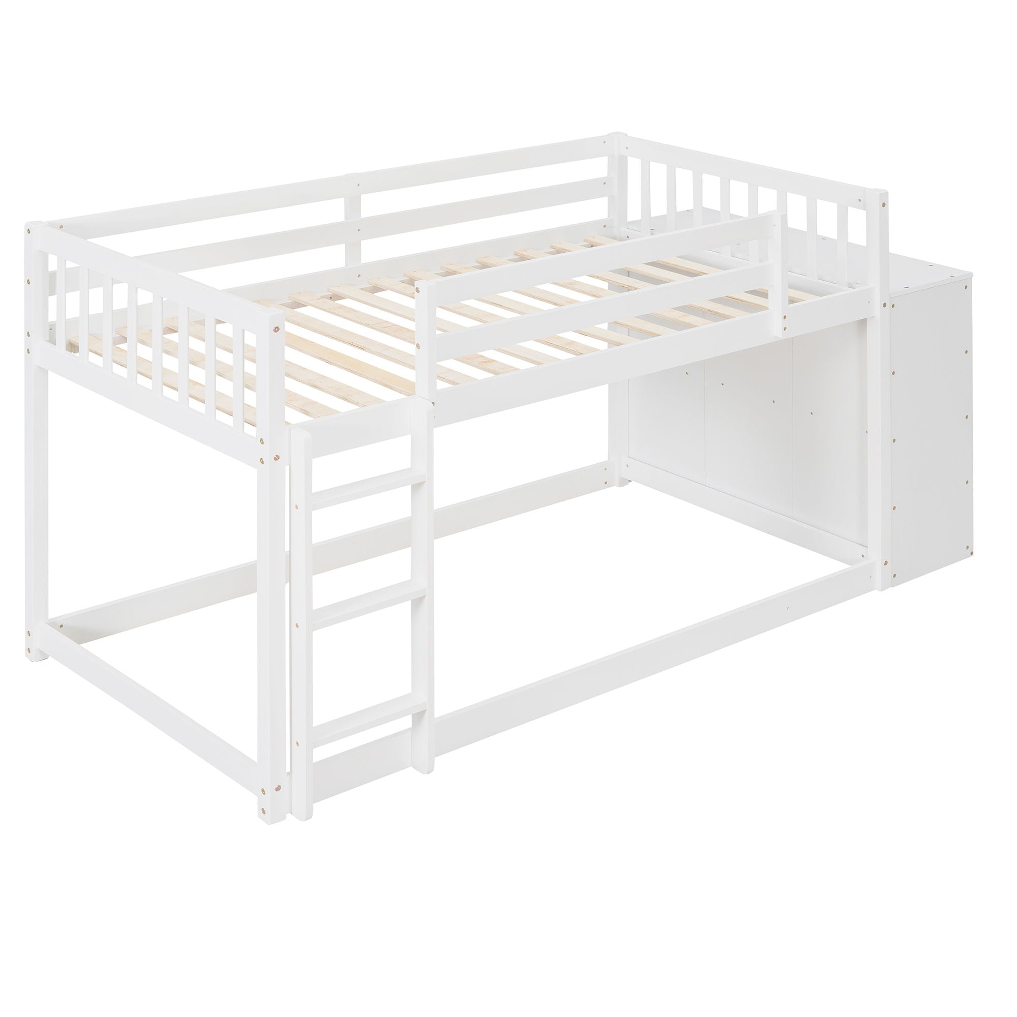 Twin Over Twin Bunk Bed With 4 Drawers And 3 Shelves