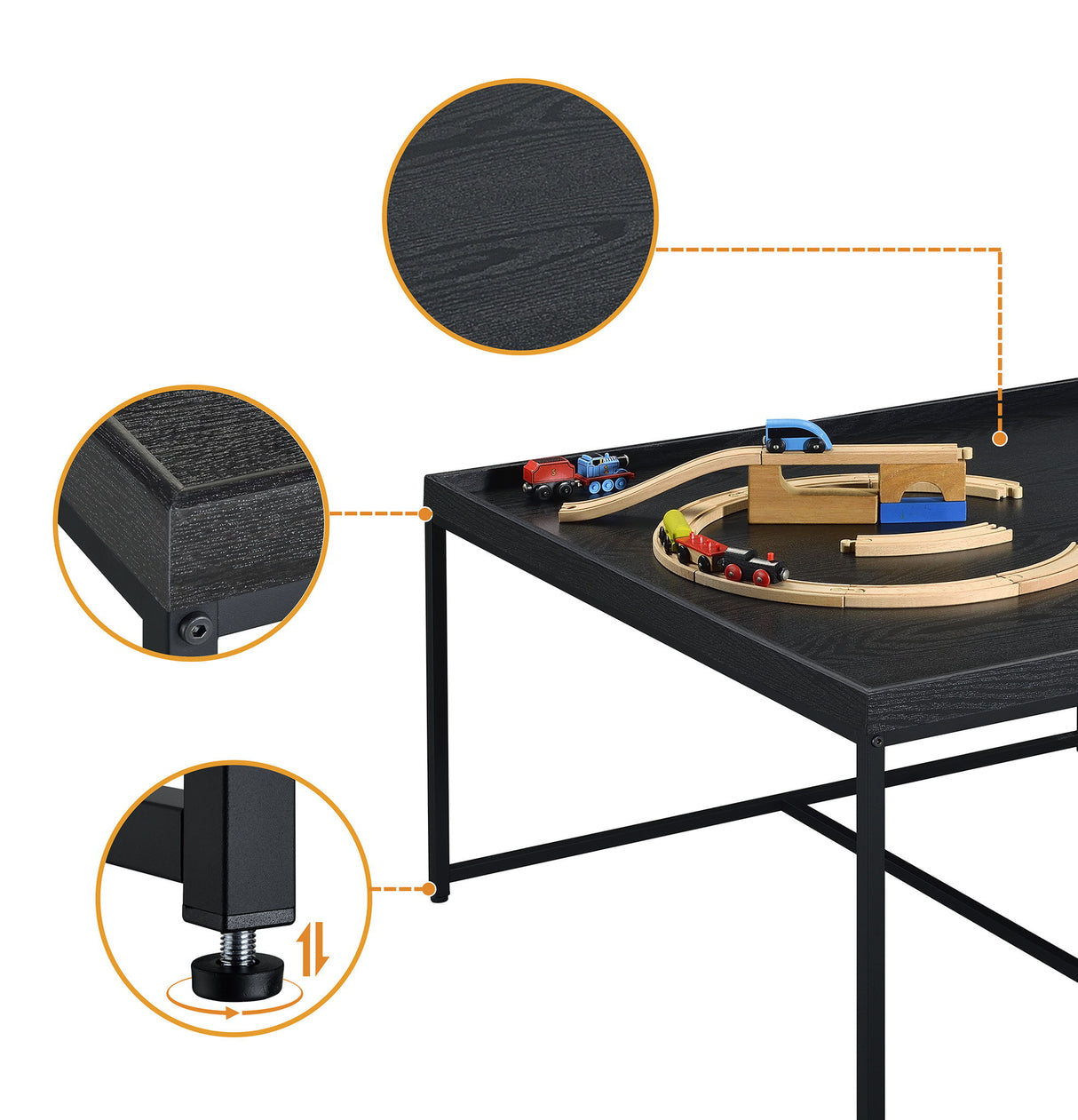 Vinny - Wood Grain Coffee Table Set With Raised Edges by Lilola Home | Bel Furniture