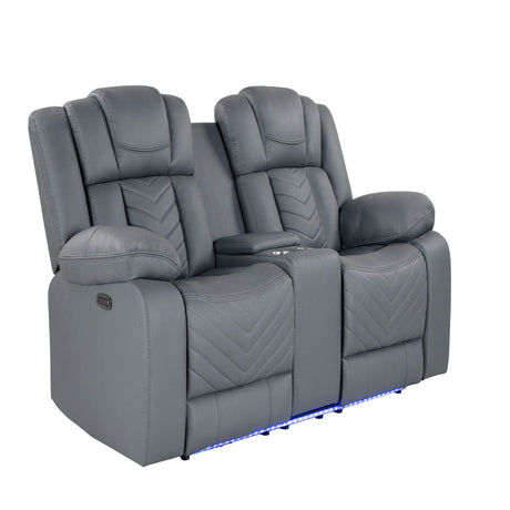Raize - 10 Power Console Reclining Loveseat With LED - Gray - view 6