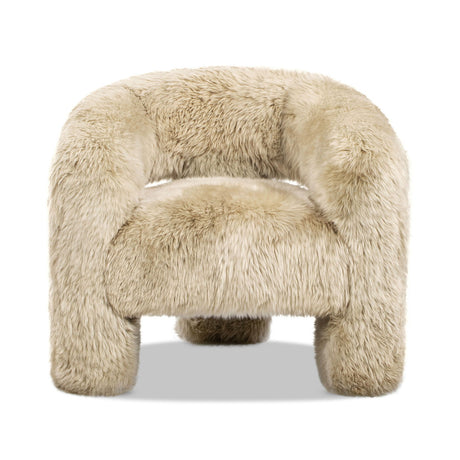 Avalon - Genuine Sheepskin Fur Split Barrel Back Accent Chair - Natural Blonde by Jennifer Taylor Home | Bel Furniture