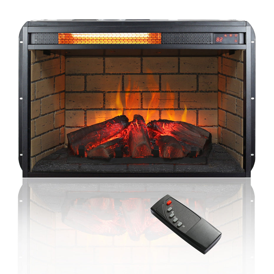 Infrared Quartz Heater Fireplace Insert -Woodlog Version With Brick