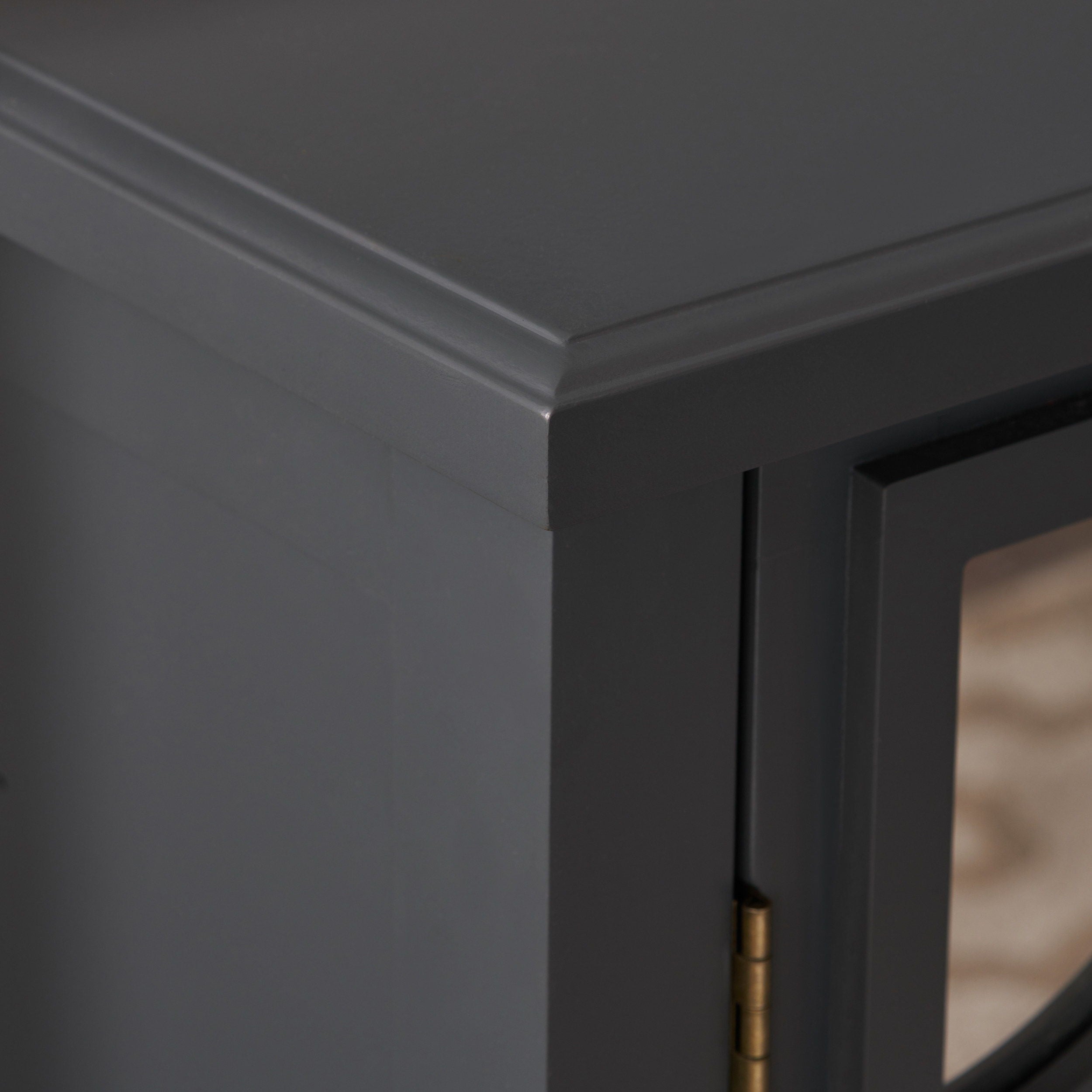 Firwood Mirror Finished Double Door Cabinet - Charcoal Gray