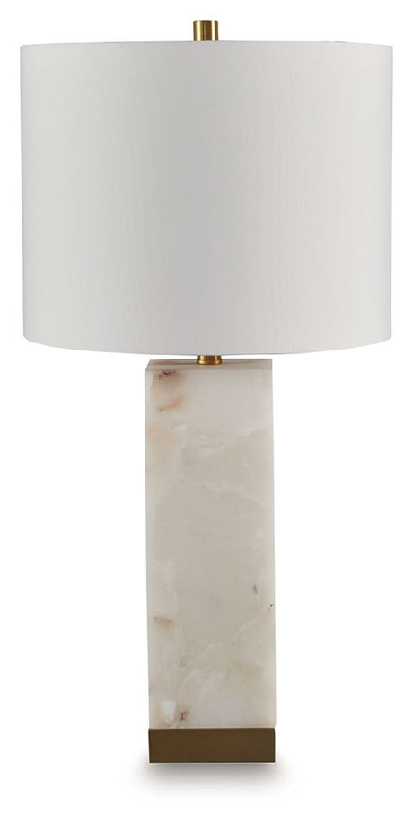 Linderfield - White / Gold Finish - Alabaster Table Lamp by Signature Design by Ashley® | Bel Furniture