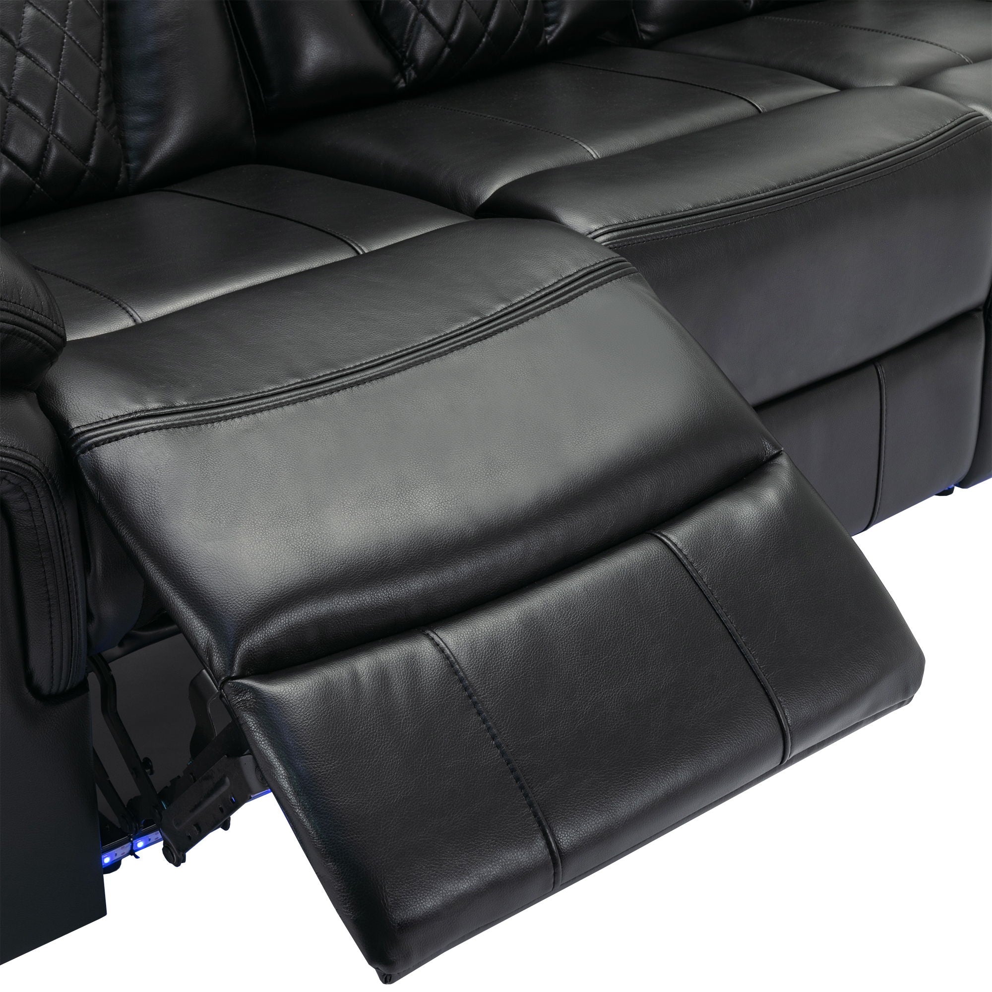 Home Theater Seating Manual Recliner Loveseat With Hide-Away Storage, Cup Holders And Led Light Strip For Living Room