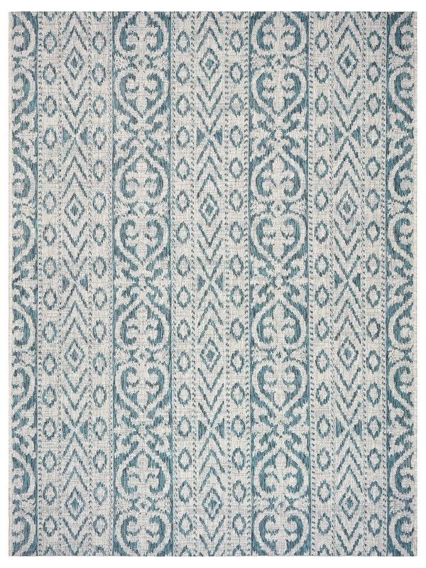 8' X 10' Indoor / Outdoor Area Rug - Blue / White