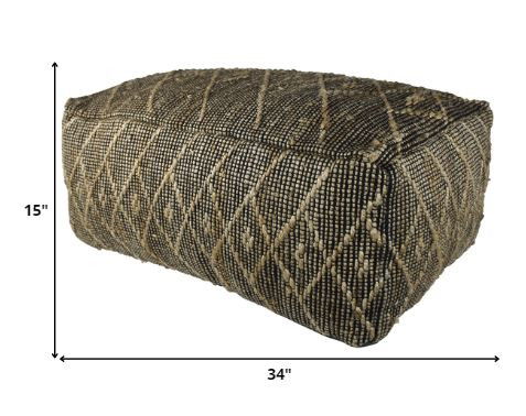 Textured Rectangle Pouf - Black Hemp