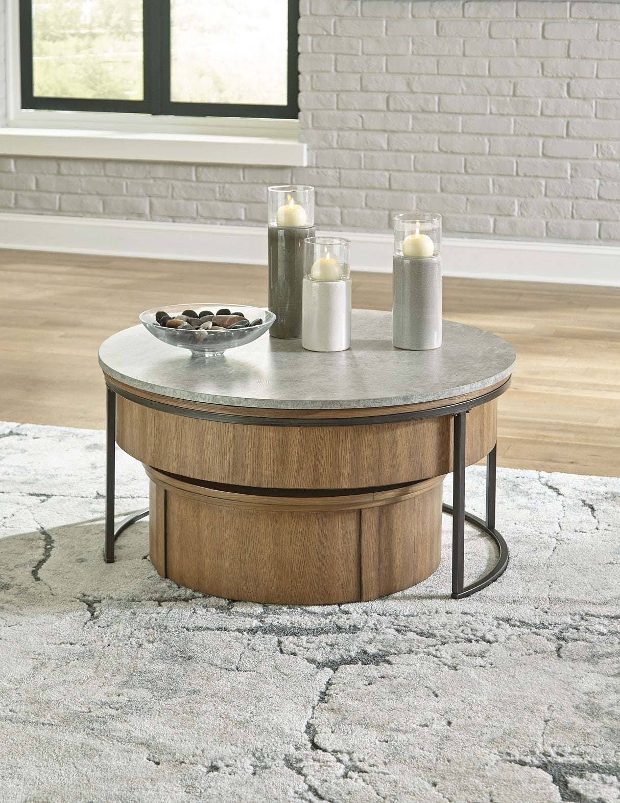 Fridley - Gray / Brown / Black - Nesting Cocktail Tables (Set of 2) by Signature Design by Ashley® | Bel Furniture