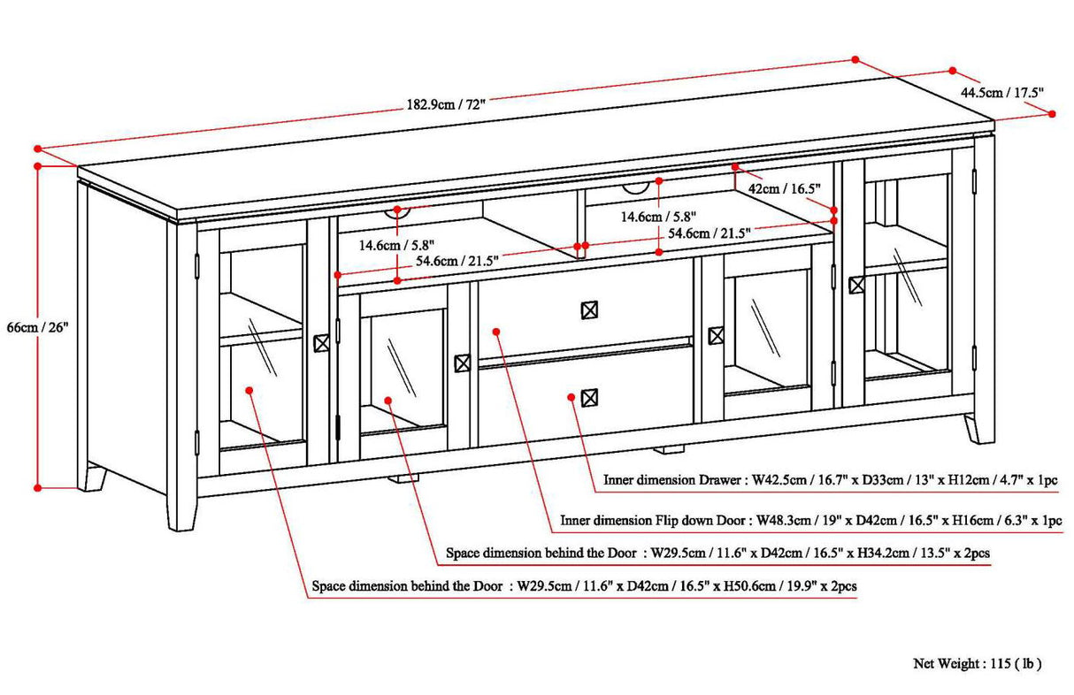 Cosmopolitan - Handcrafted Wide TV Media Stand