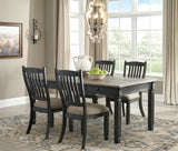 Tyler Creek - Dining Table Set Dark Gray 5 Pc. - Rectangular Dining Room Table, 4 Upholstered Side Chairs by Signature Design by Ashley® | Bel Furniture