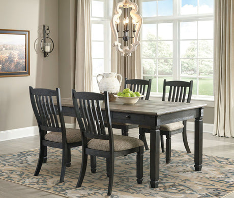 Tyler Creek - Dining Table Set Dark Gray 5 Pc. - Rectangular Dining Room Table, 4 Upholstered Side Chairs by Signature Design by Ashley® | Bel Furniture