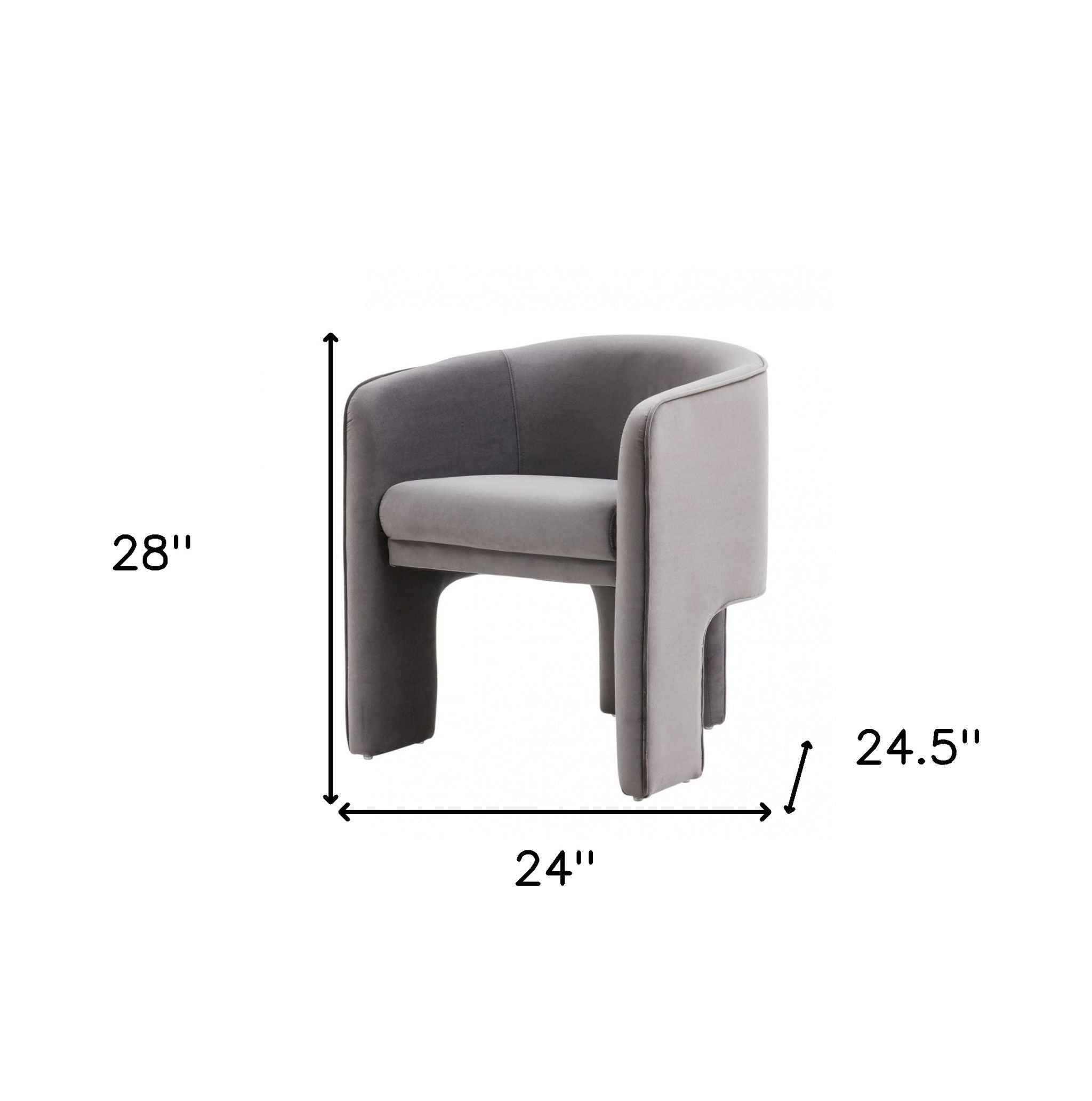 Contemporary Velvet Three Legged Chair - Dark Gray