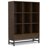 Banting - 9 Cube Bookcase With Drawers - Walnut Brown by Simpli-Home | Bel Furniture