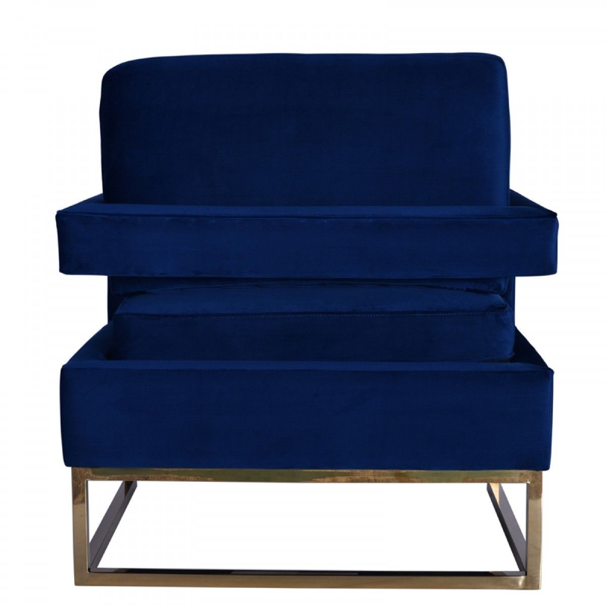 Stylish Velvet Steel Chair - Blue / Gold