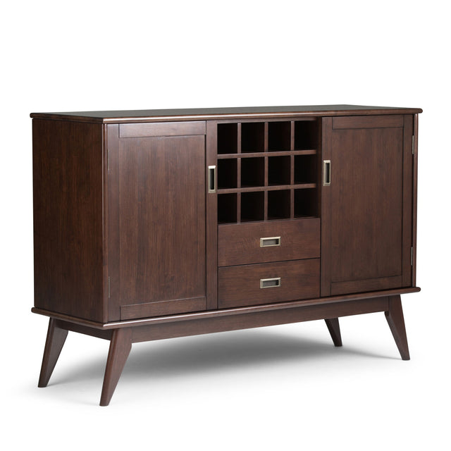 Draper - Mid Century Sideboard Buffet And Wine Rack - Medium Auburn Brown by Simpli-Home | Bel Furniture